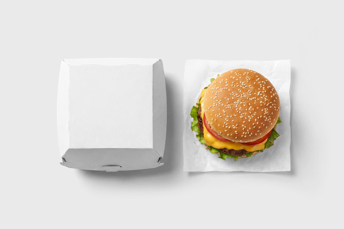 Free Burger Box with Napkin Mockup PSD Template