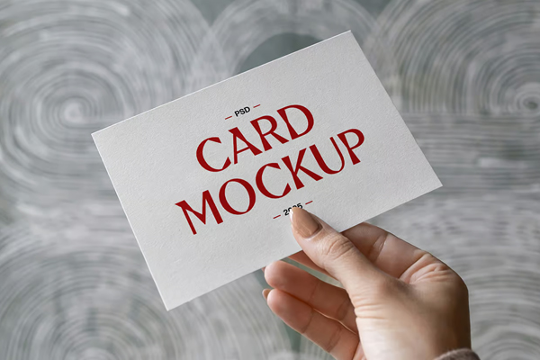 Free Card in Hand Mockup PSD Template