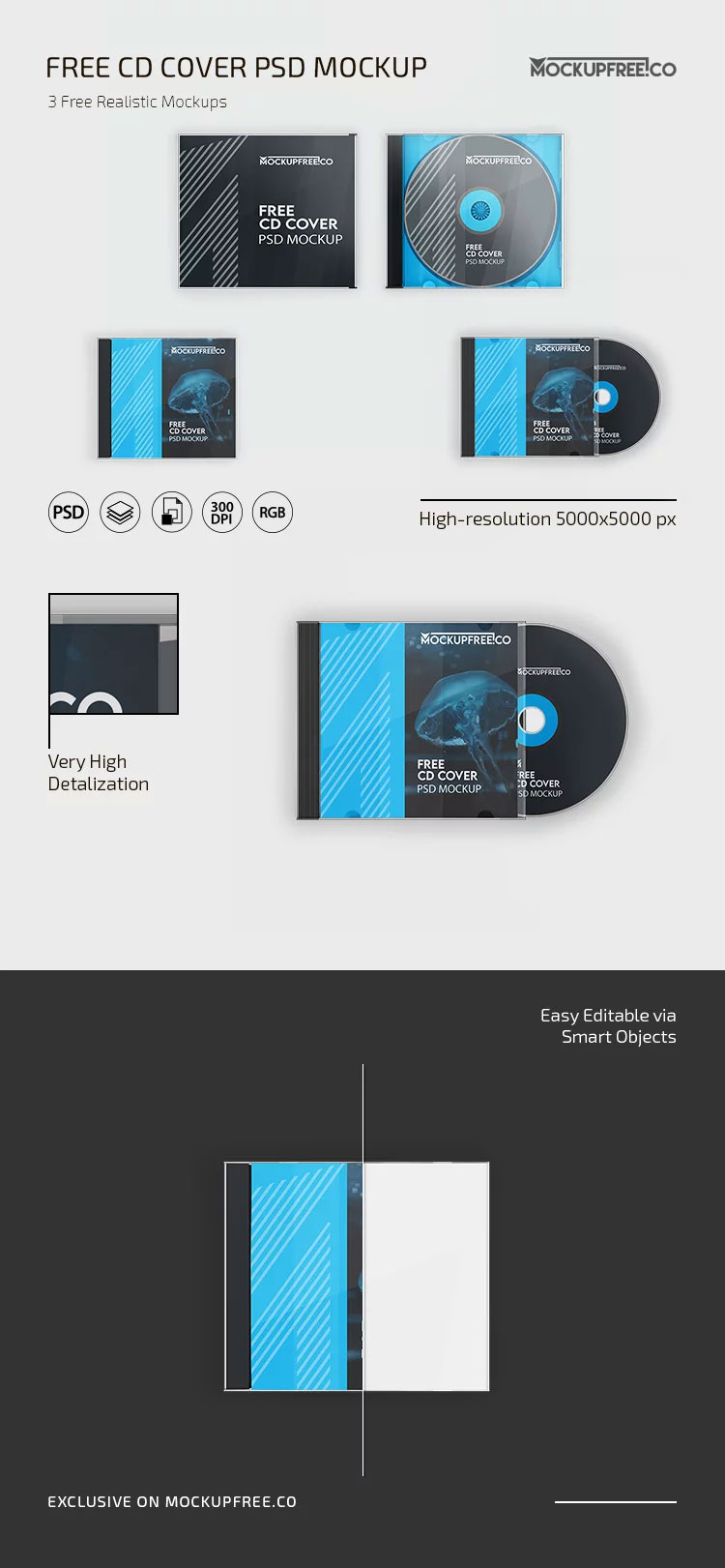 Free CD Cover Mockup PSD Template