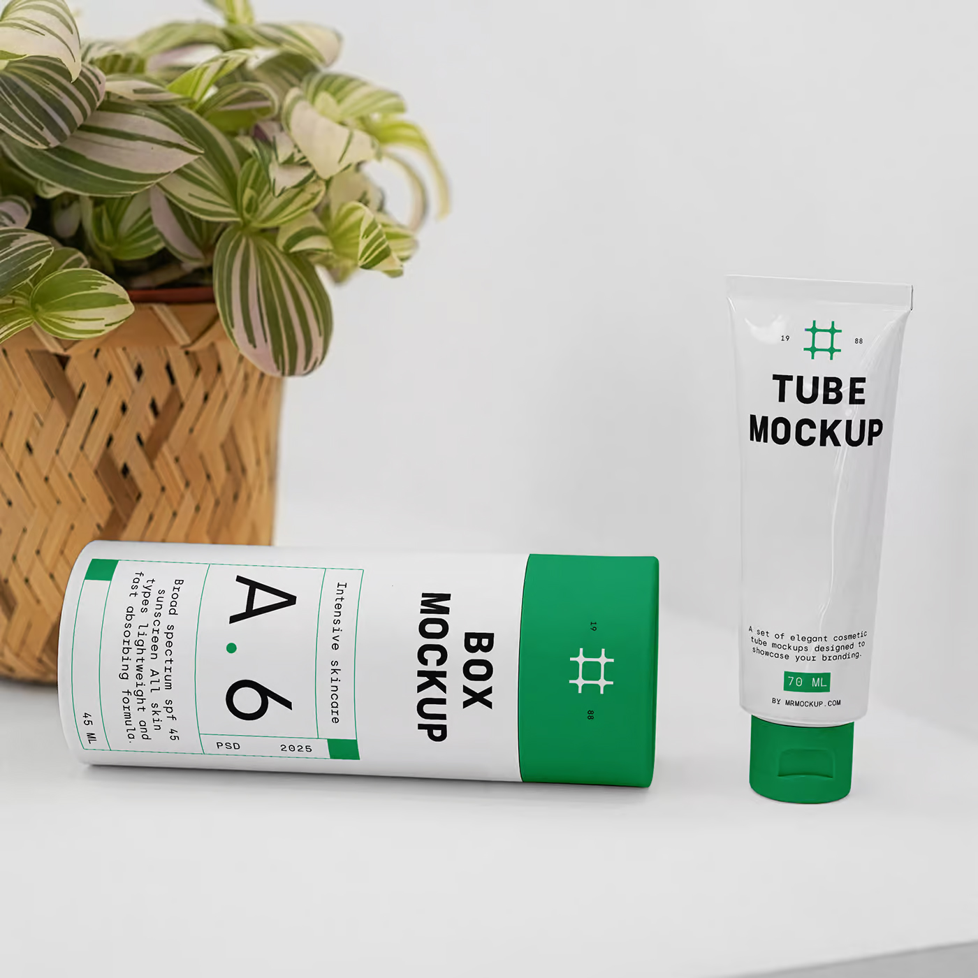 Free Cosmetic Set on Desk Mockup PSD Template