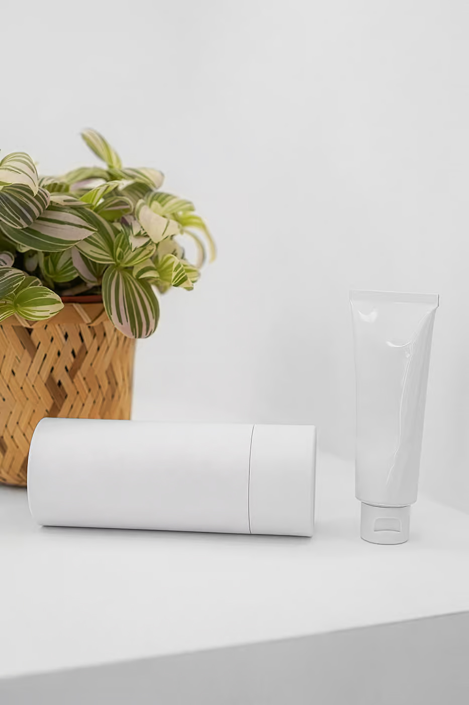 Free Cosmetic Set on Desk Mockup PSD Template