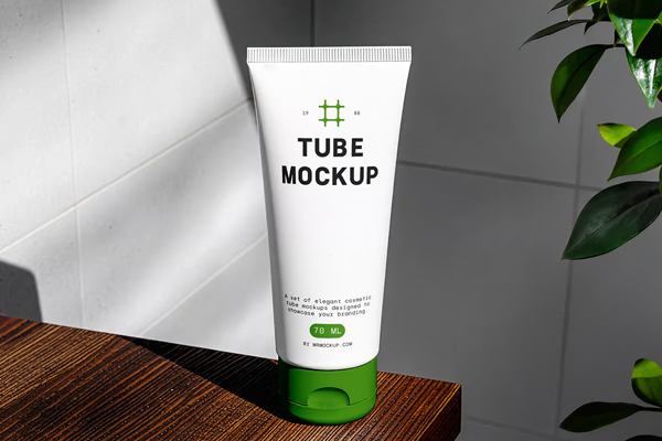 Free Cosmetic Tube in Bathroom Mockup PSD Template