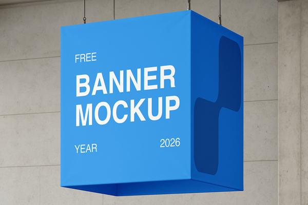 Free Cubic Banner Mockup PSD Template