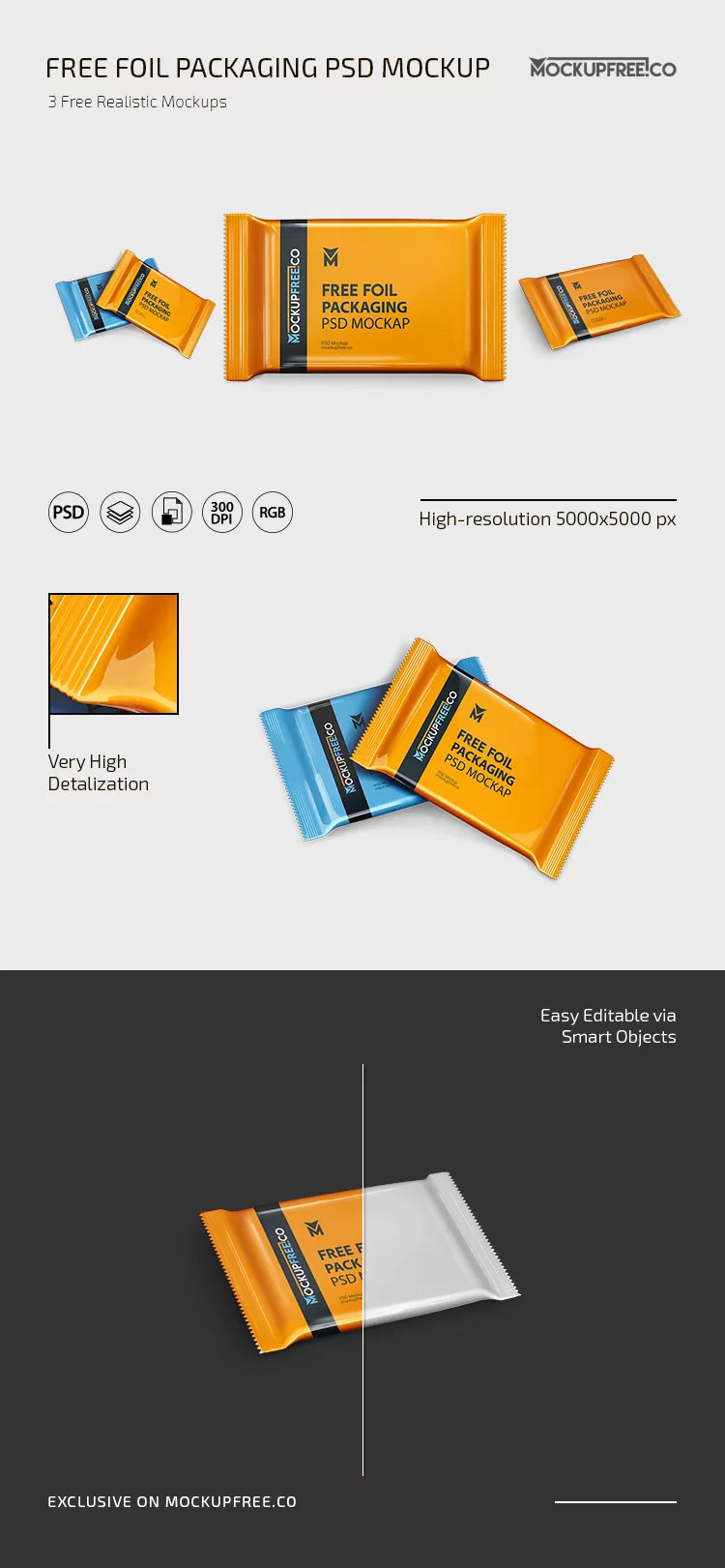 Free Foil Packaging Mockup PSD Template