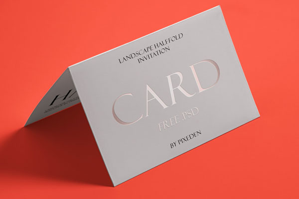Free Half Fold Invitation Card Mockup PSD Template