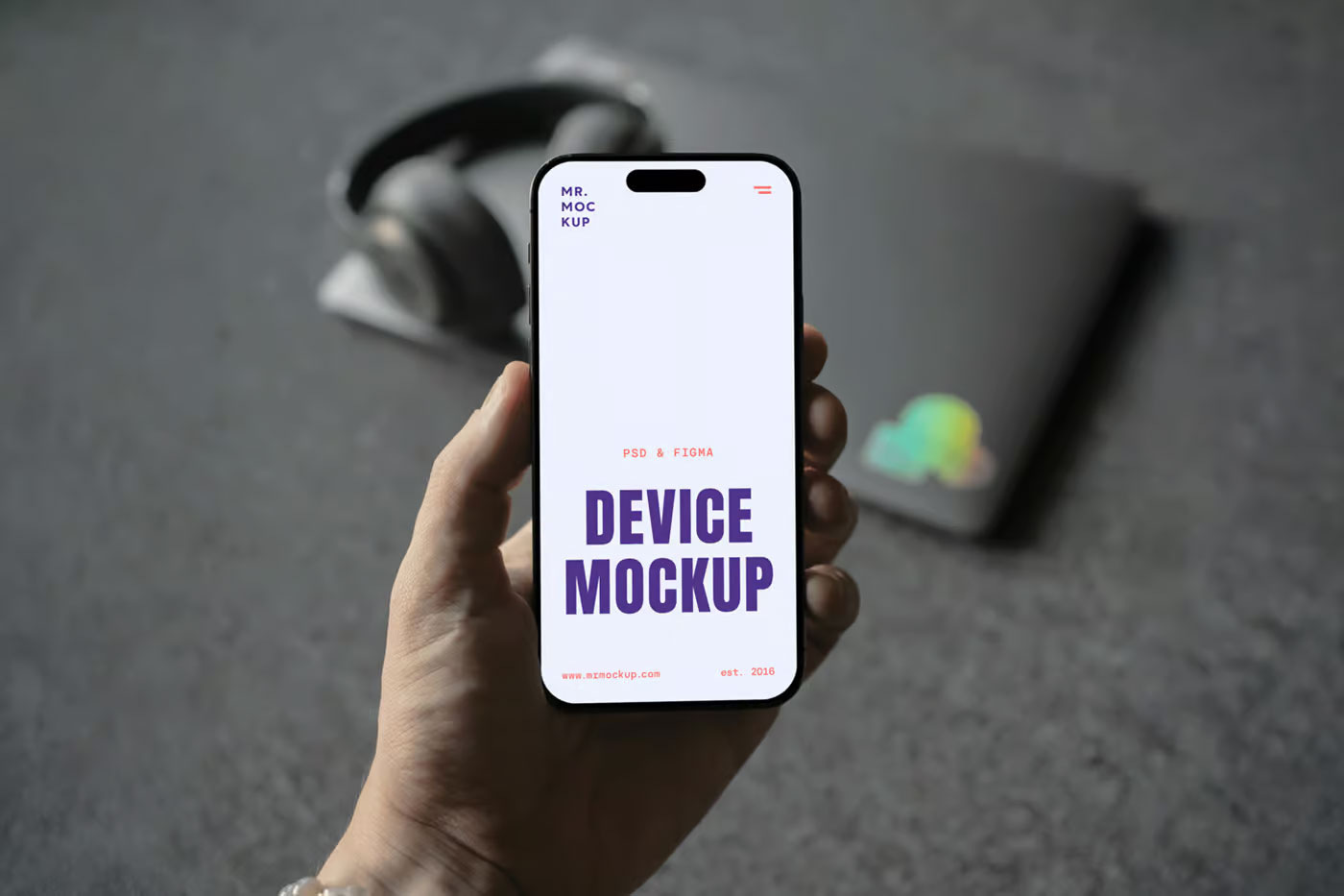 Free Hand iPhone 16 Pro Mockup PSD Template
