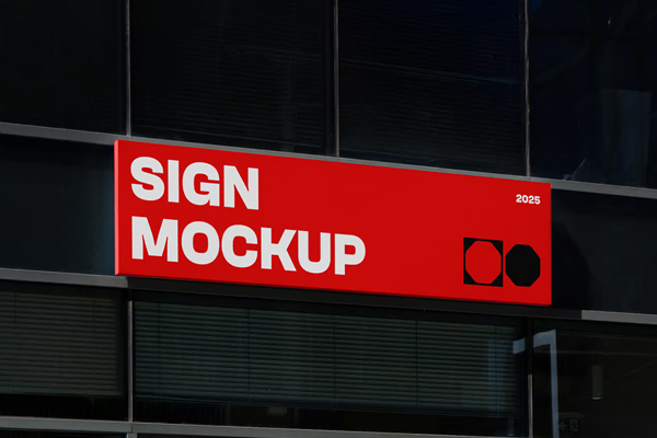 Free Horizontal Sign on Building Mockup PSD Template