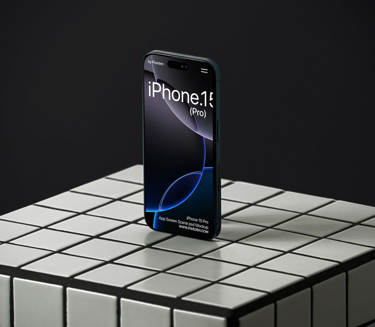 Free iPhone 15 Pro Mockup Schowcase PSD Template