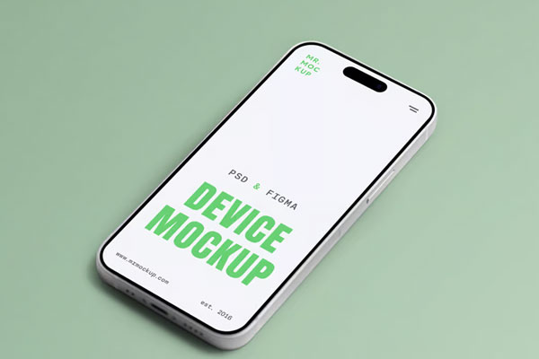 Free iPhone 16 Pro Laying on Floor Mockup PSD Template
