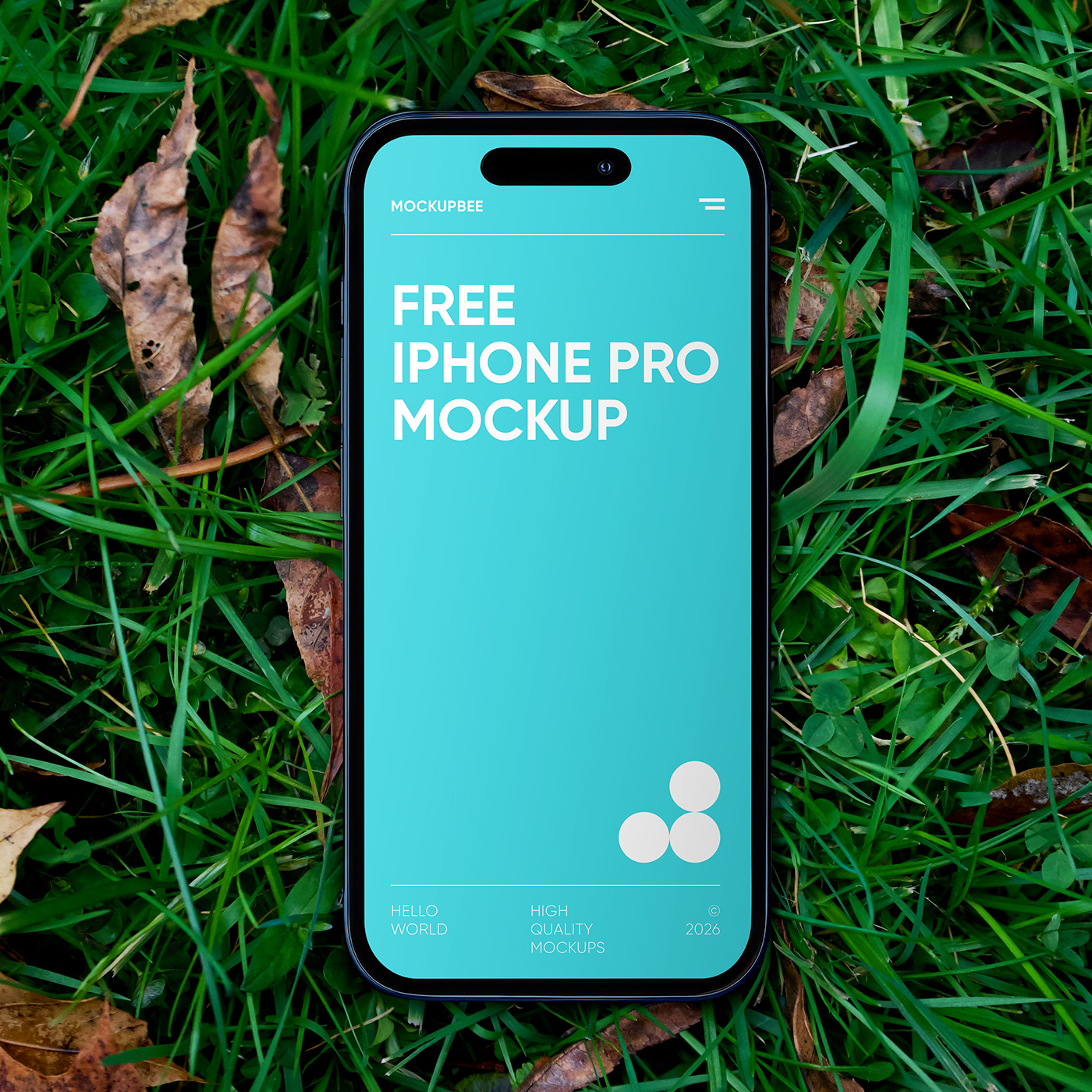 Free iPhone on Grass Mockup PSD Template