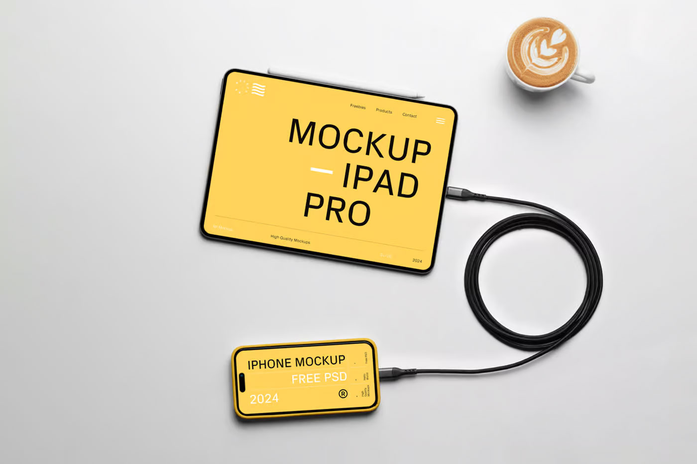 Free iPhone Pro and iPad Pro Mockup PSD Template