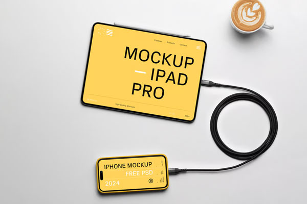 Free iPhone Pro and iPad Pro Mockup PSD Template