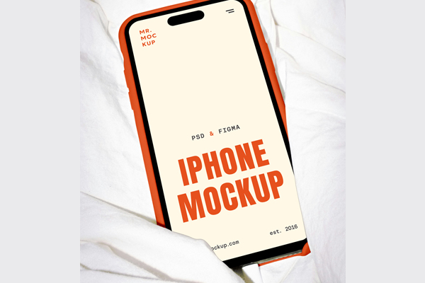 Free Lying in Bedding iPhone Pro Mockup PSD Template