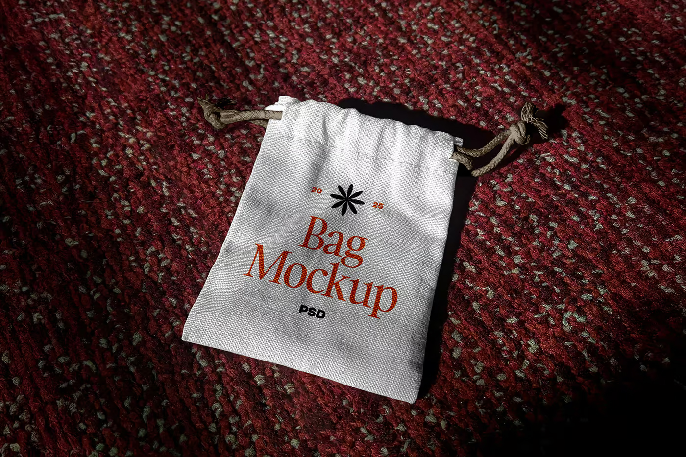 Free Lying Small Canvas Bag Mockup PSD Template