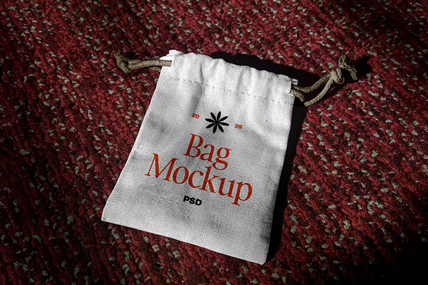 Free Lying Small Canvas Bag Mockup PSD Template
