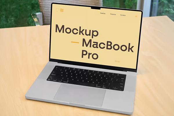 Free Office MacBook Pro Mockup PSD Template