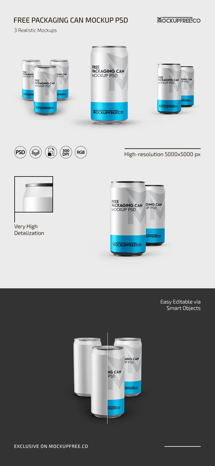 Free Packaging Can Mockup PSD Template
