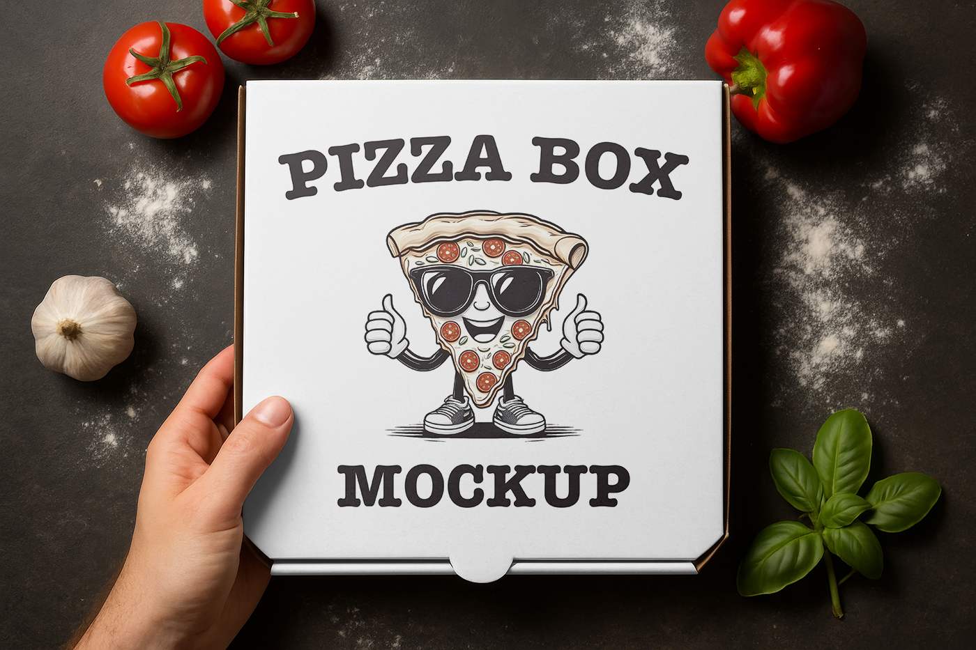 Free Paper Pizza Box Mockup PSD Template