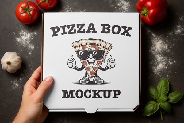 Free Paper Pizza Box Mockup PSD Template