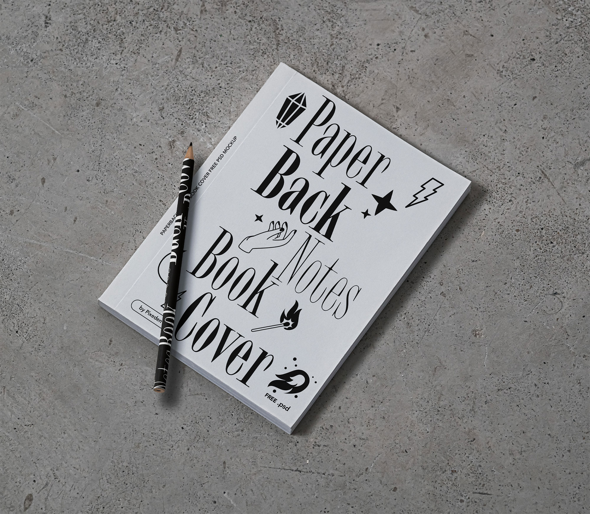 Free Paperback Notes Book Cover Mockup PSD Template