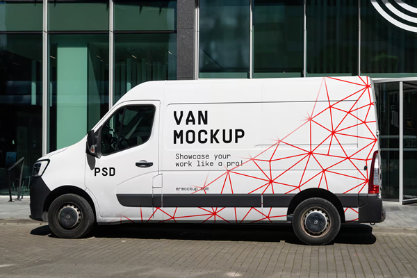 Free Parked Van Mockup PSD Template