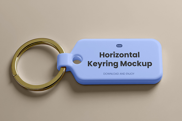Free Rectangle Keyring Mockup PSD Template