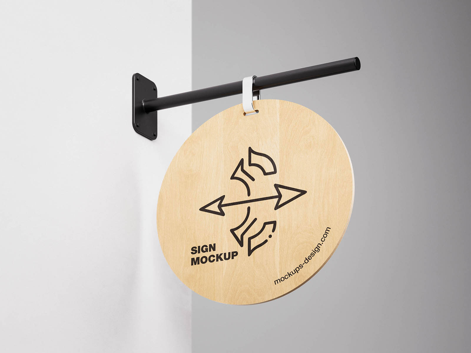 Free Rounded Wooden Sign Mockup PSD Template