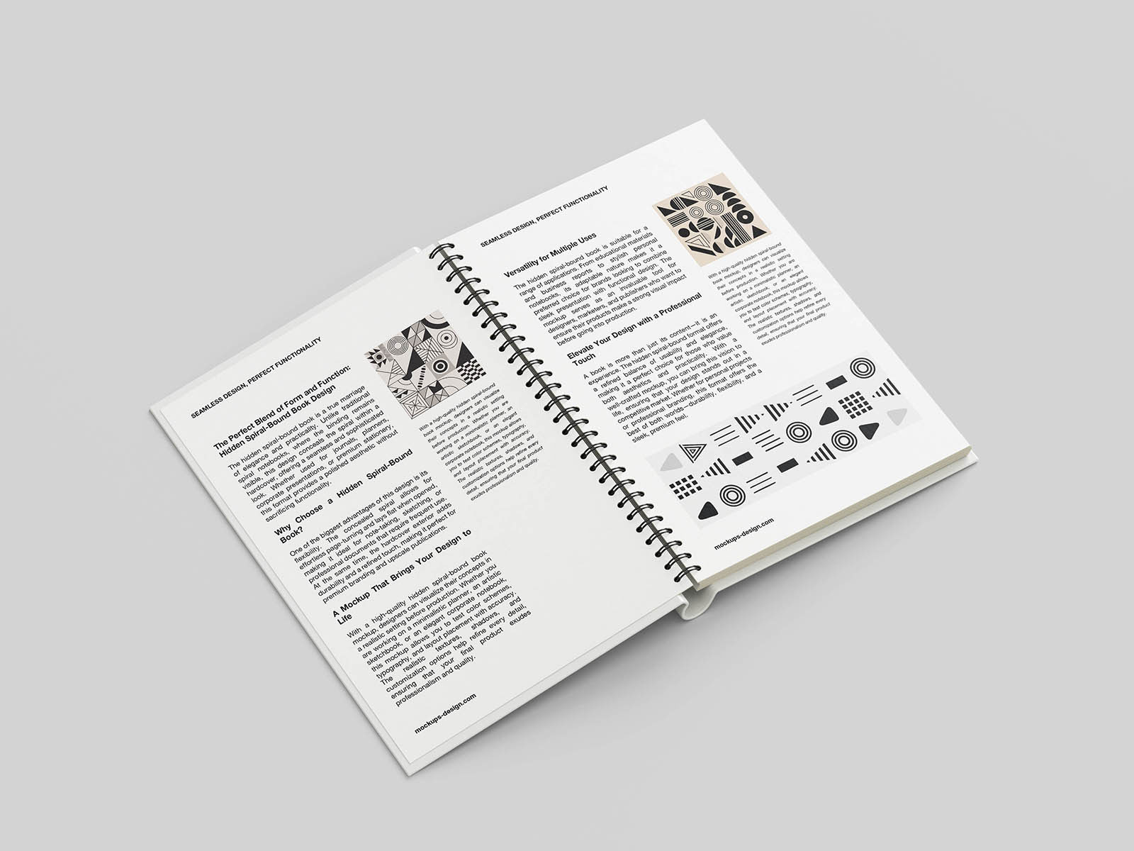 Free Sleek Spiral Bound Book Mockup PSD Template