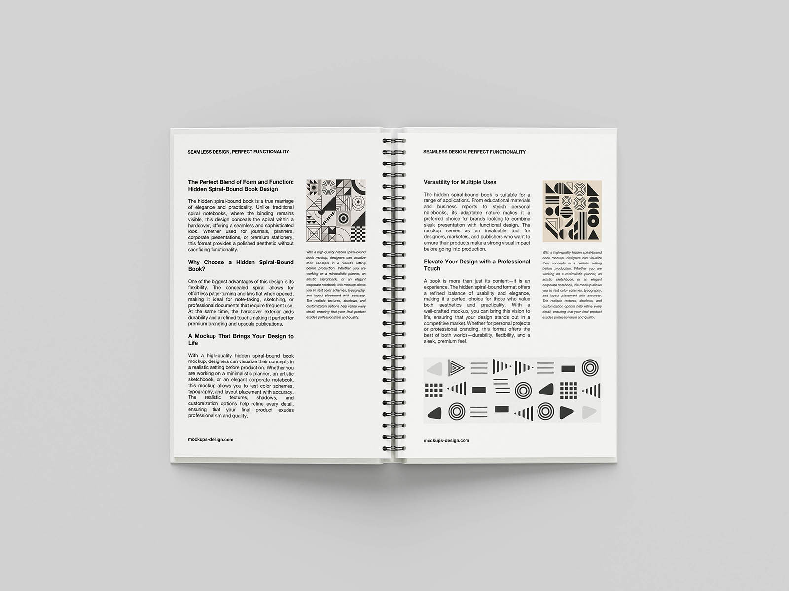 Free Sleek Spiral Bound Book Mockup PSD Template