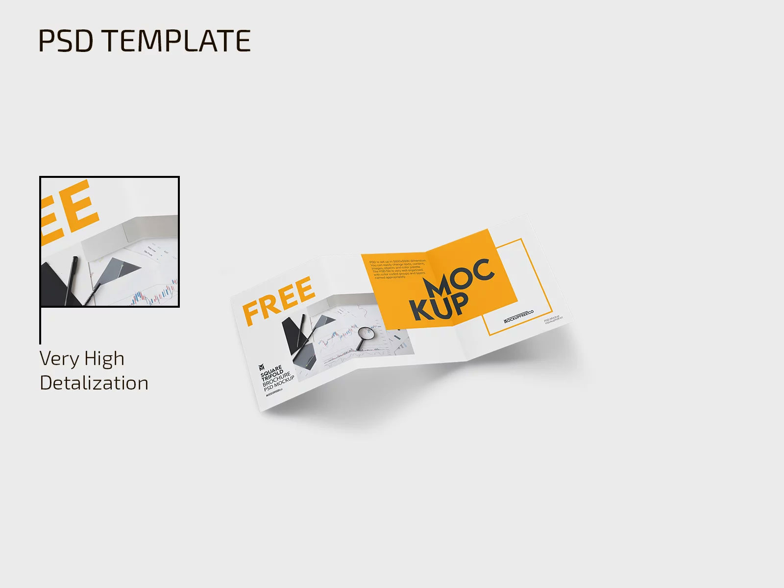 Free Square Trifold Brochure Mockup PSD Template