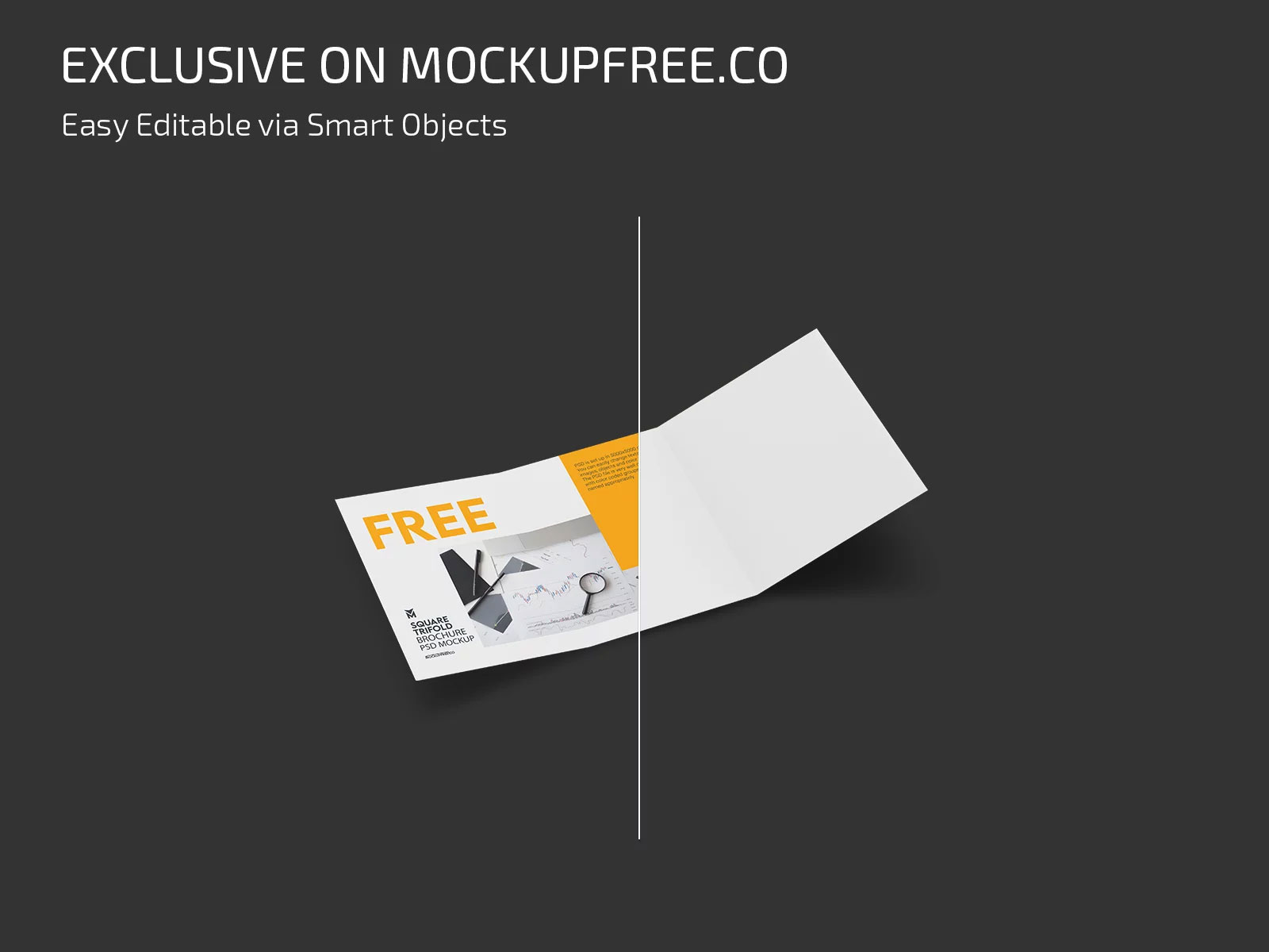 Free Square Trifold Brochure Mockup PSD Template