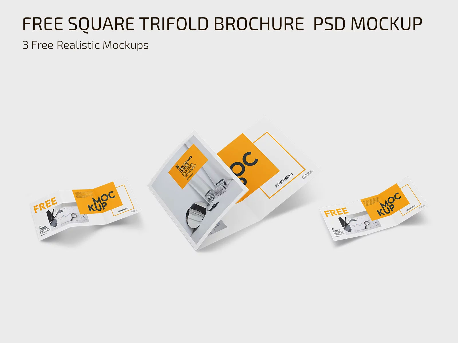Free Square Trifold Brochure Mockup PSD Template