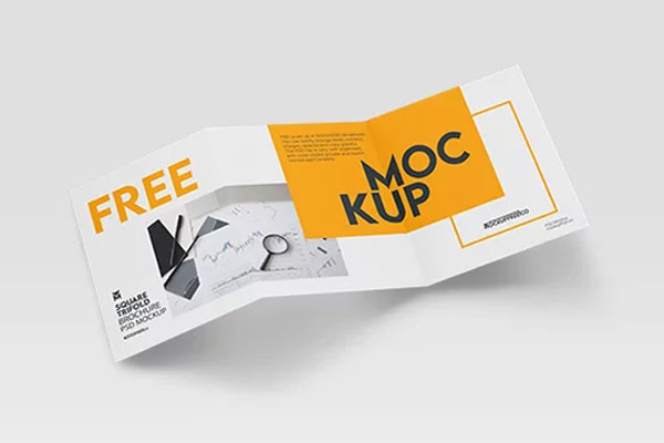 Free Square Trifold Brochure Mockup PSD Template