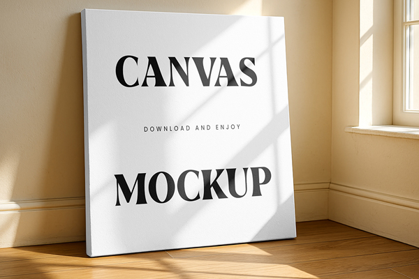 Free Standing Square Canvas Mockup PSD Template
