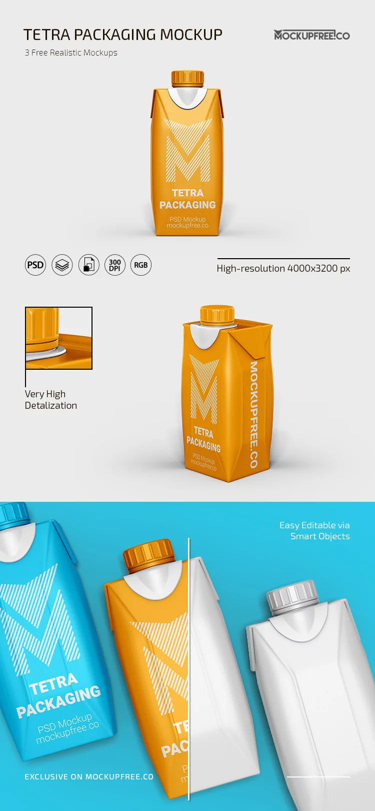 Free Tetra Packaging Mockup PSD Template