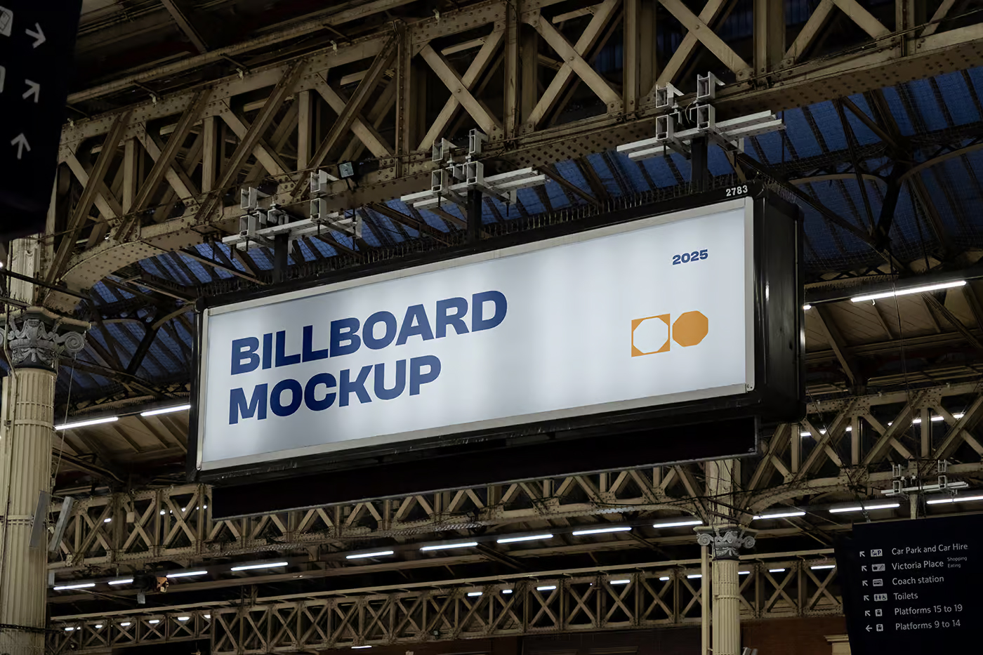 Free Train Station Billboard Mockup PSD Template