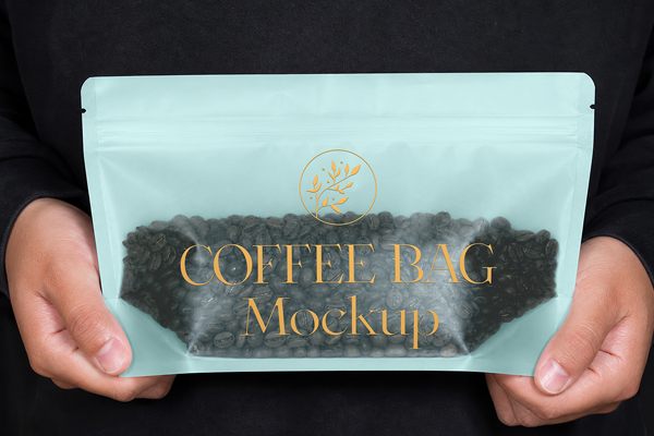 Free Transparent Coffee Bag Mockup PSD Template
