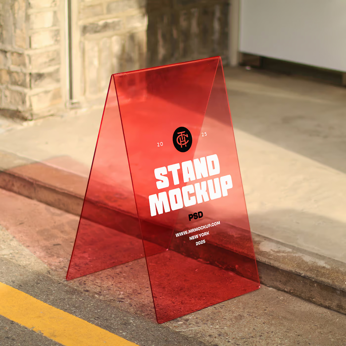 Free Transparent Stand on Street Mockup PSD Template