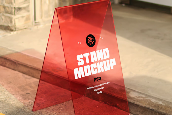 Free Transparent Stand on Street Mockup PSD Template