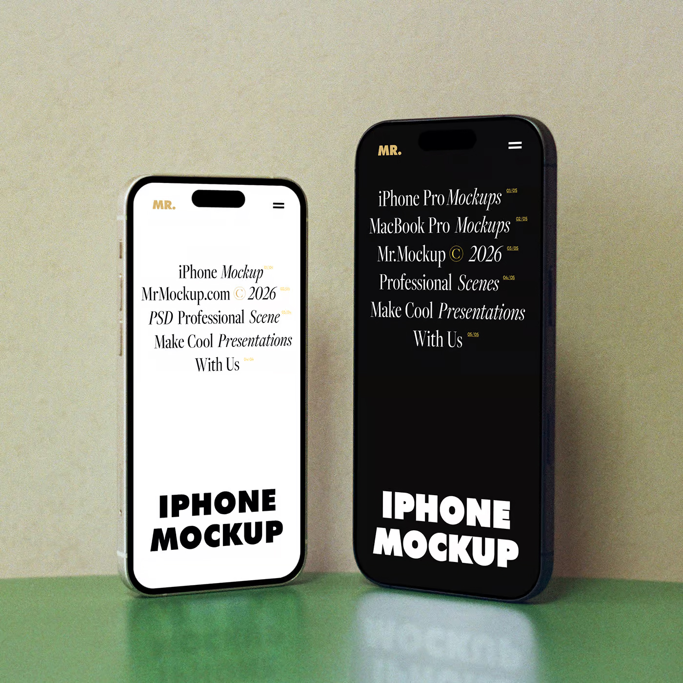 Free Two iPhone Pro Mockups PSD Template