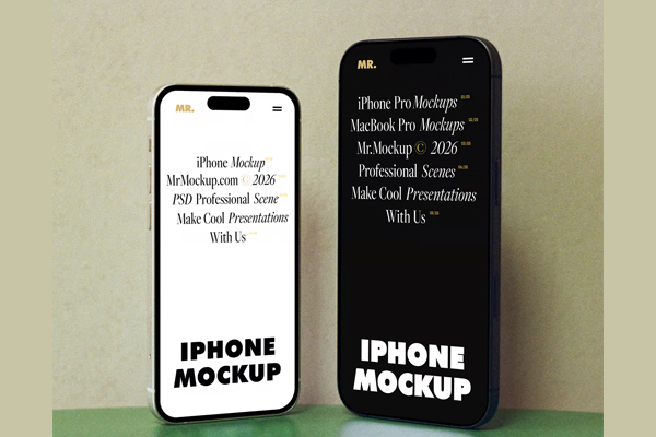 Free Two iPhone Pro Mockups PSD Template