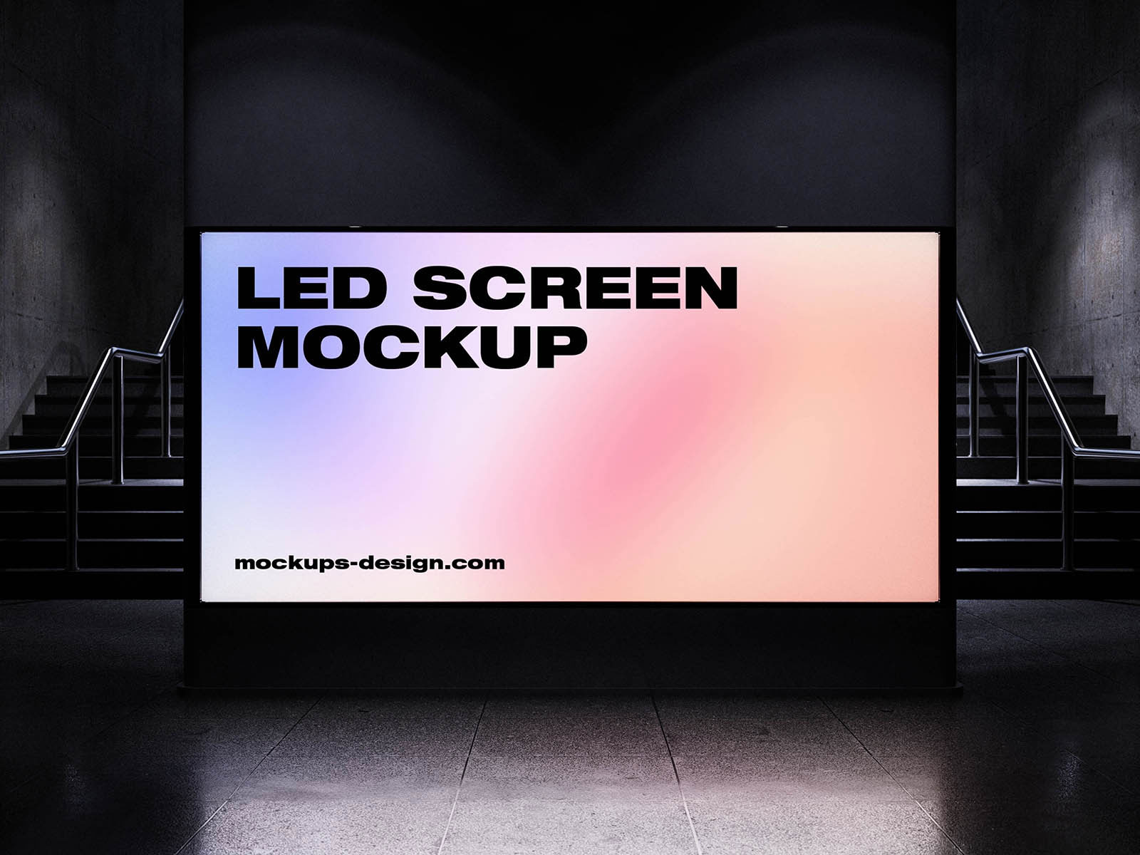 Free Underground LED Screen Billboard Mockup PSD Template