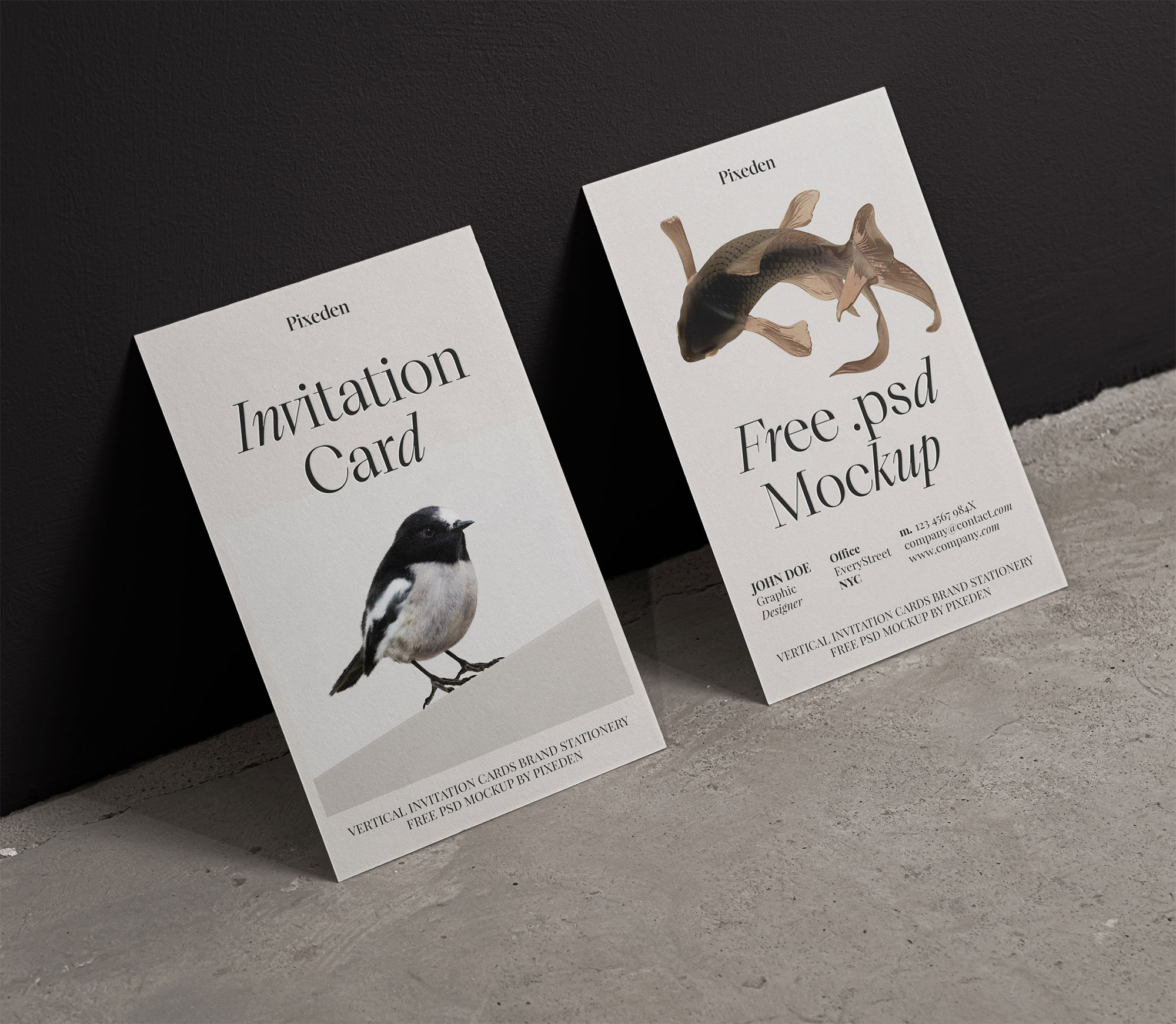 Free Vertical Invitation Cards Mockup PSD Template