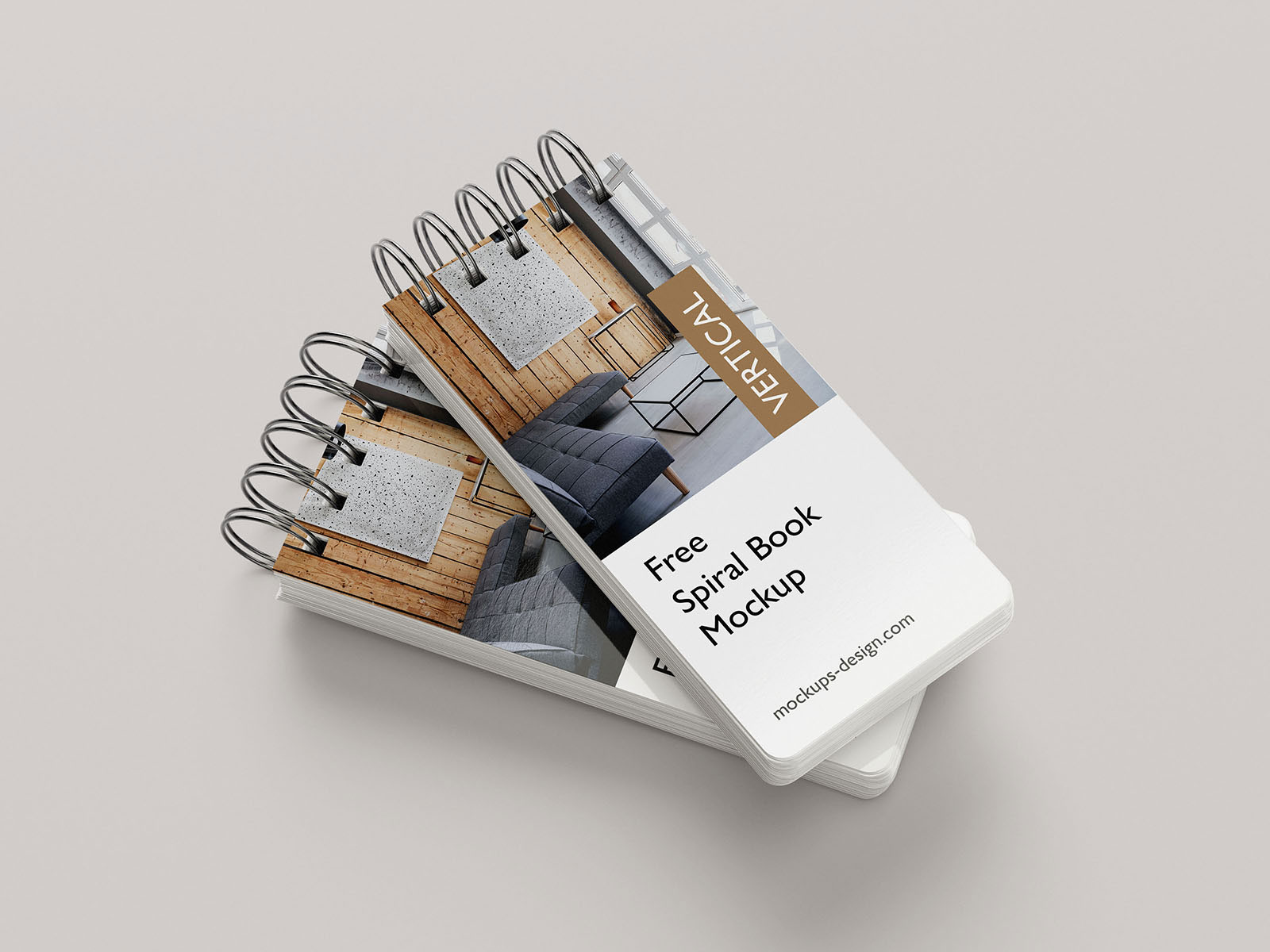 Free Vertical Spiral Brochure Mockup PSD Template