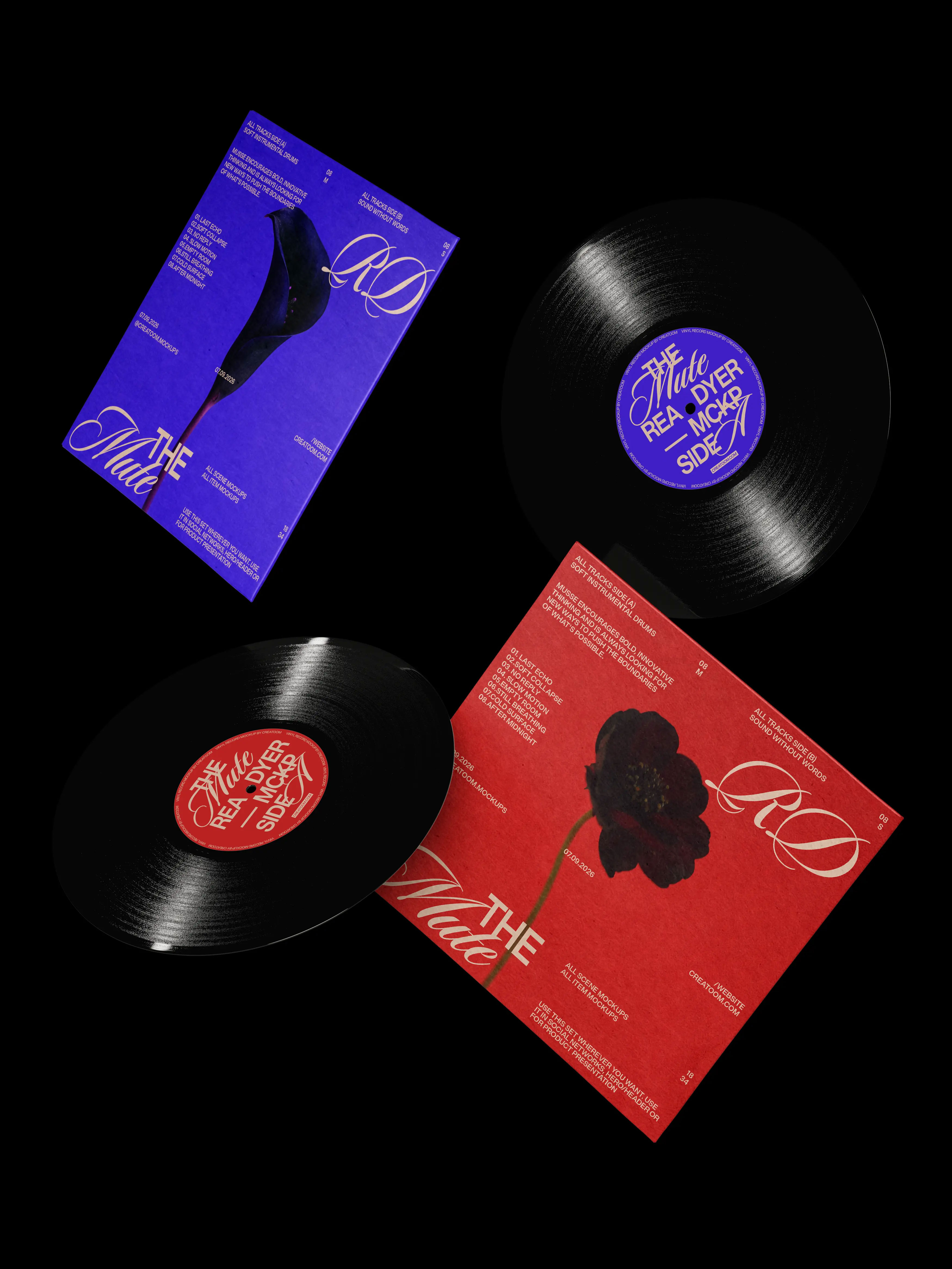 Free Vinyl Record and Cover Mockups PSD Template