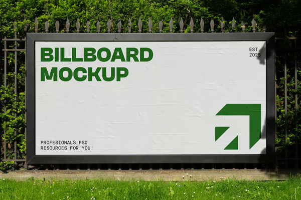 Free Wide Outdoor Billboard Mockup PSD Template