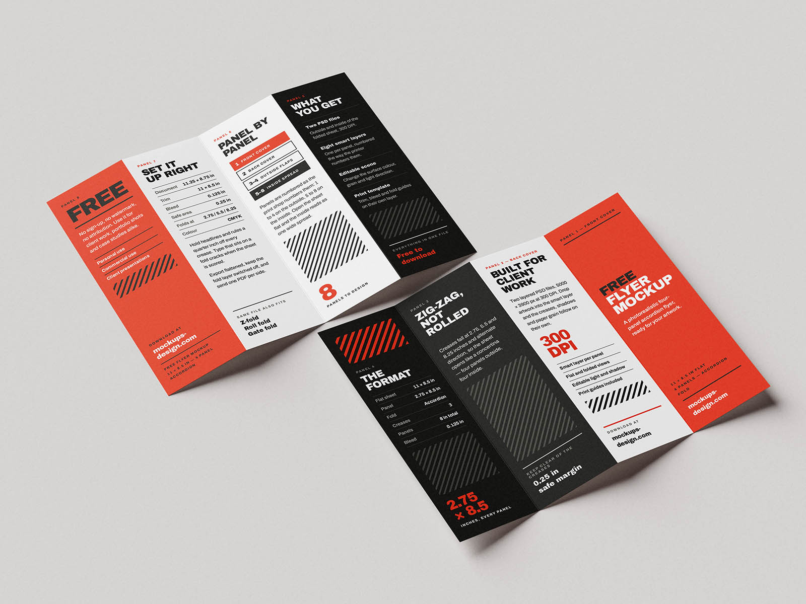 Free 4 Panel Accordion Fold Flyer Mockup PSD Template