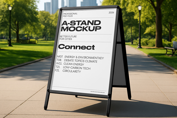 Free A Stand in Park Mockup PSD Template