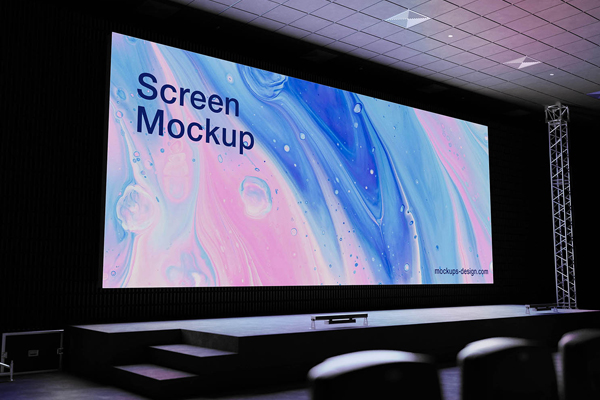 Free Auditorium LED Screen Mockup PSD Template