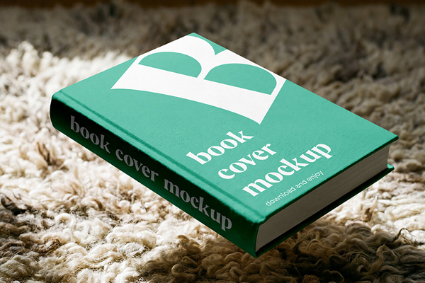 Free Book Cover above Blanket Mockup PSD Template